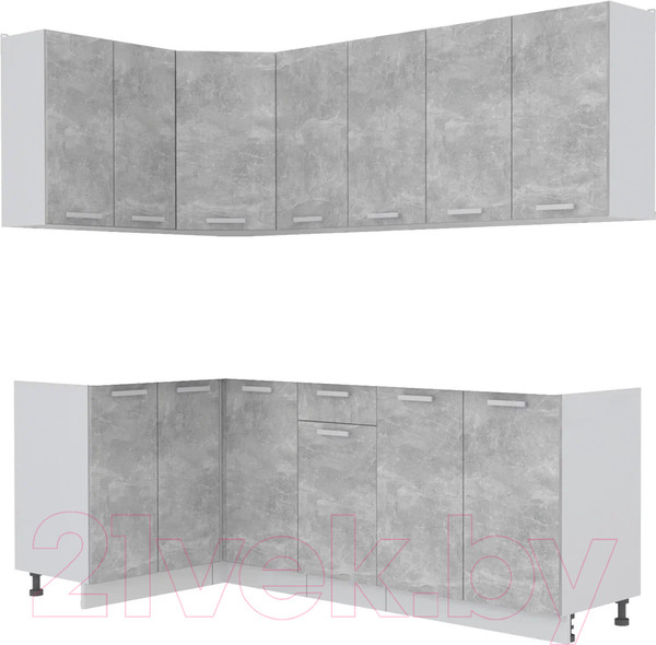 Изображение товара Кухонный гарнитур Интерлиния Мила Лайт 1.2x2.2 без столешницы (бетон)