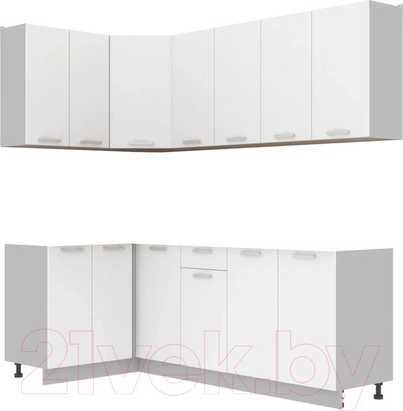 Изображение товара Кухонный гарнитур Интерлиния Мила Лайт 1.2x2.2 без столешницы (белый платинум)