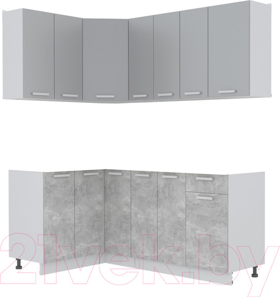 Изображение товара Кухонный гарнитур Интерлиния Мила Лайт 1.2x1.9 без столешницы (серебристый/бетон)