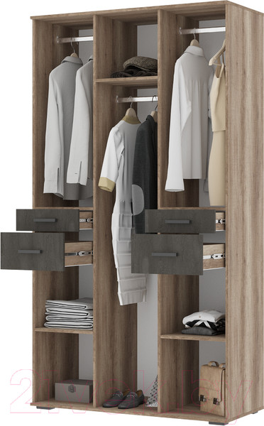 Изображение товара Шкаф Стендмебель Нельсон ШК 02 (железный камень/дуб каньон)