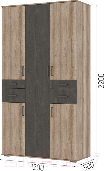 Изображение товара Шкаф Стендмебель Нельсон ШК 02 (железный камень/дуб каньон)