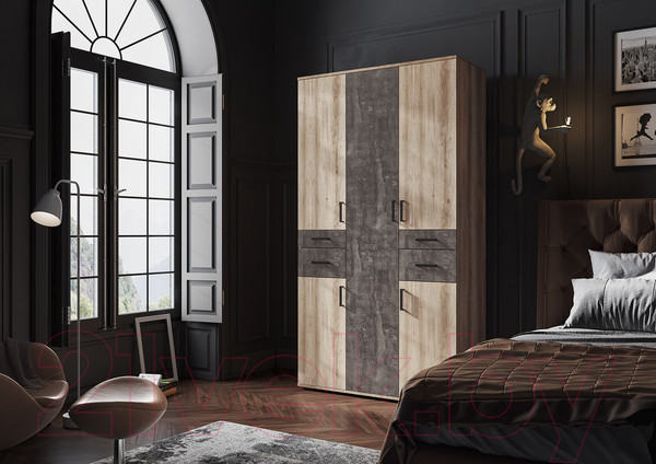 Изображение товара Шкаф Стендмебель Нельсон ШК 02 (железный камень/дуб каньон)