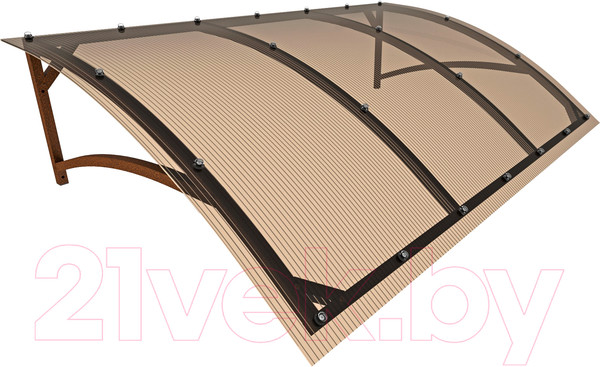 Изображение товара Козырек ИМпласт Скат 2000х950 Тонированный в полимерной краске (с сотовым поликарбонатом 6мм)