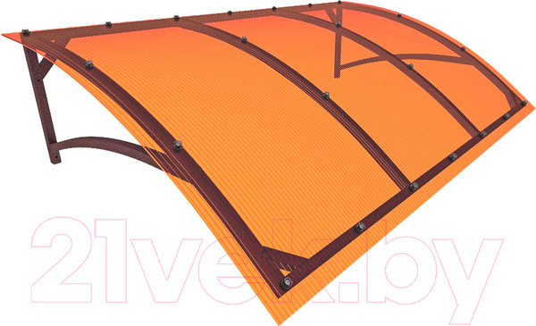 Изображение товара Козырек ИМпласт Скат 2000х950 Янтарь в полимерной краске (с сотовым поликарбонатом 6мм)