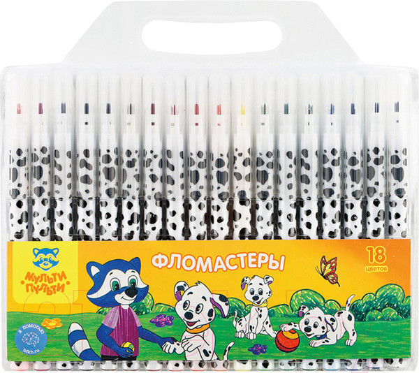 Изображение товара Фломастеры Мульти-пульти Енот и далматинцы / WP_11624 (18цв)