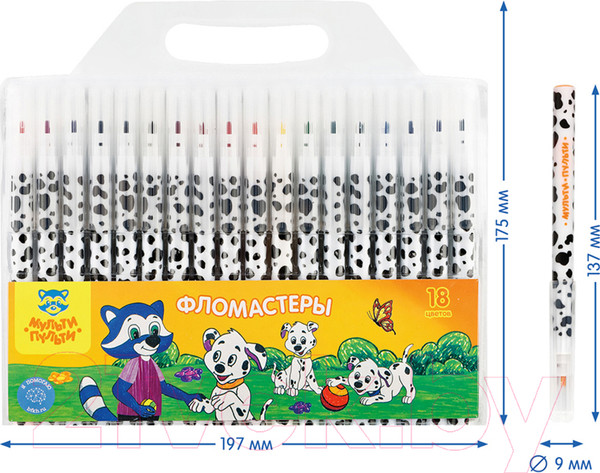 Изображение товара Фломастеры Мульти-пульти Енот и далматинцы / WP_11624 (18цв)