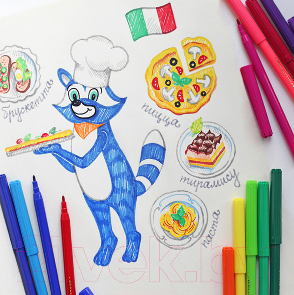 Изображение товара Фломастеры Мульти-пульти Енот в Италии / WP_10730 (24цв)