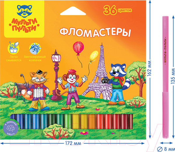 Изображение товара Фломастеры Мульти-пульти Енот во Франции / WP_16674 (36цв)