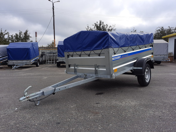 Изображение товара Прицеп для автомобиля Кремень Стандарт плюс 2.5x1.3 (50см борт, тент 30см, оцинкованный)