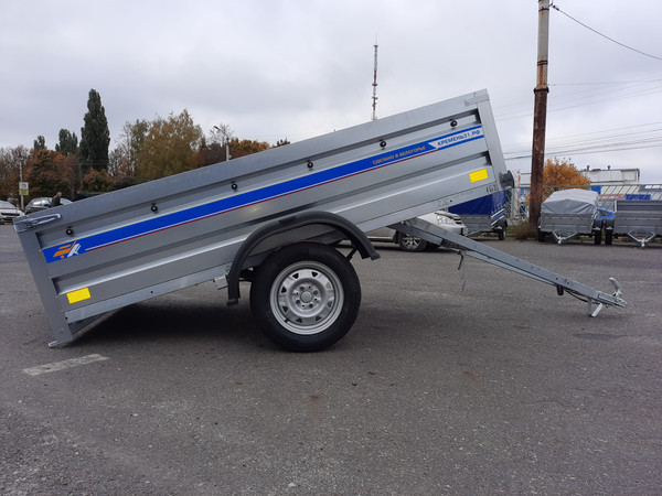 Изображение товара Прицеп для автомобиля Кремень Стандарт плюс 2.5x1.3 (50см борт, тент 30см, оцинкованный)