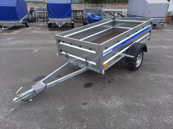 Изображение товара Прицеп для автомобиля Кремень Стандарт плюс 2.5x1.3 (50см борт, тент 30см, оцинкованный)