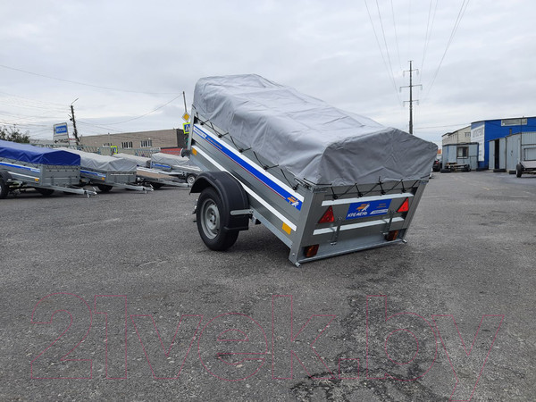 Изображение товара Прицеп для автомобиля Кремень Стандарт плюс 2.0x1.3 (50см борт, тент 30см, оцинкованный)