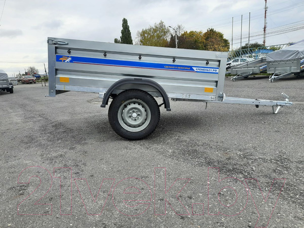 Изображение товара Прицеп для автомобиля Кремень Стандарт плюс 2.0x1.3 (50см борт, тент 30см, оцинкованный)