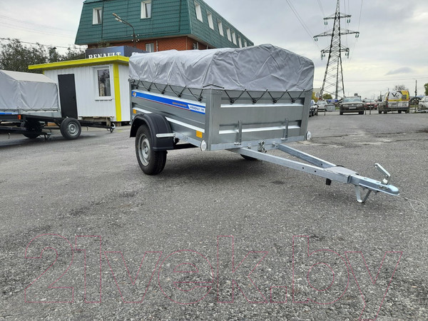 Изображение товара Прицеп для автомобиля Кремень Стандарт плюс 2.0x1.3 (50см борт, тент 30см, оцинкованный)