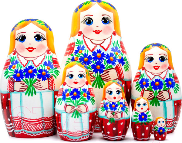 Изображение товара Матрешка сувенирная Брестская Фабрика Сувениров Национальная матрешка с васильками / 7010