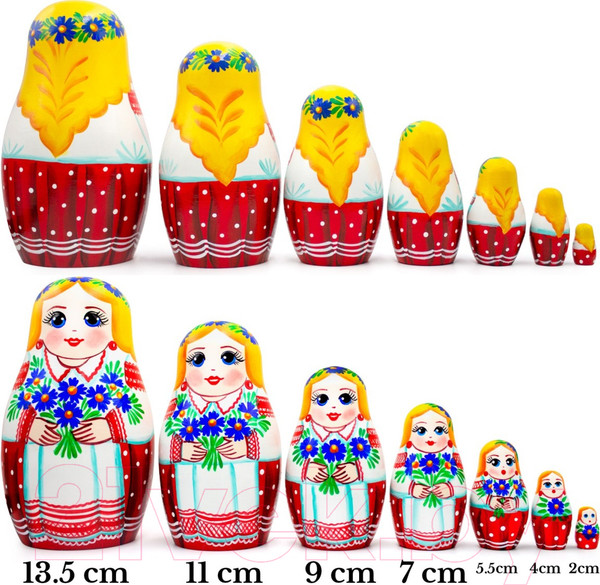 Изображение товара Матрешка сувенирная Брестская Фабрика Сувениров Национальная матрешка с васильками / 7010