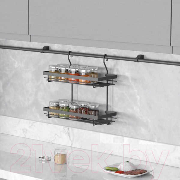 Изображение товара Полка для специй на рейлинг Starax S-4006-A (антрацит)