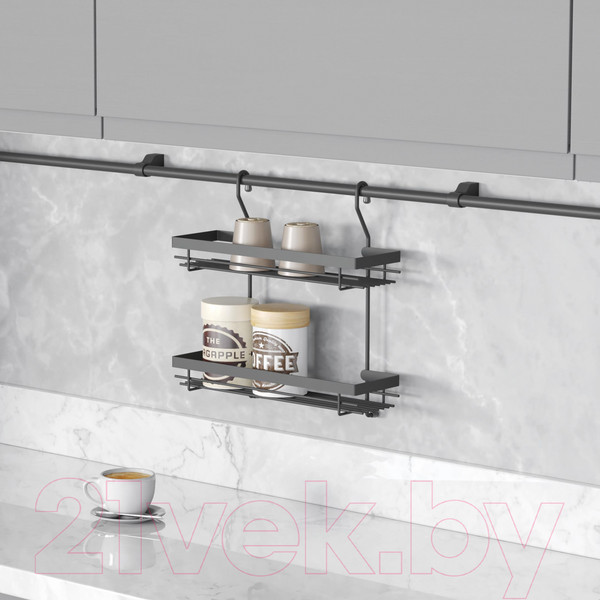 Изображение товара Полка для специй на рейлинг Starax S-4005-A (антрацит)