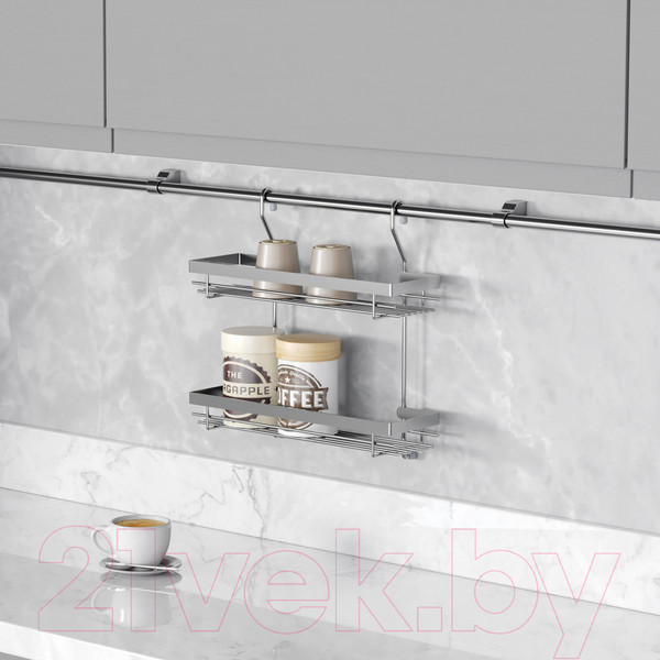 Изображение товара Полка для специй на рейлинг Starax S-4005-C (хром)