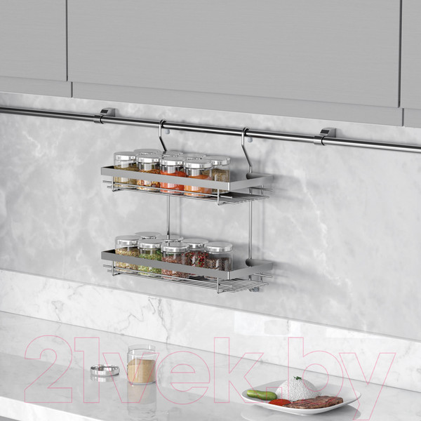 Изображение товара Полка для специй на рейлинг Starax S-4006-C (хром)