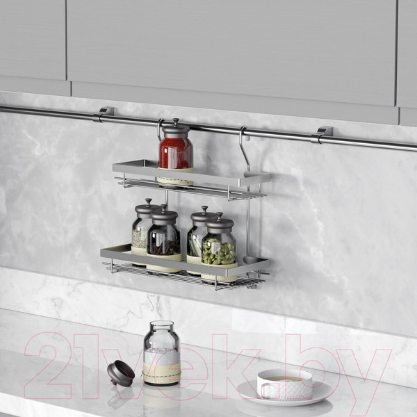 Изображение товара Полка для специй на рейлинг Starax S-4007-C (хром)