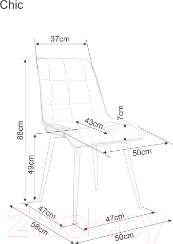 Изображение товара Стул Signal Chic Matt (Velvet 85, серый/черный)