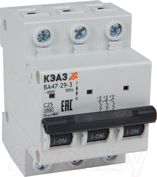 Изображение товара Выключатель автоматический КЭАЗ 4.5кА ВА47-29-3C25-УХЛ3 / 318289