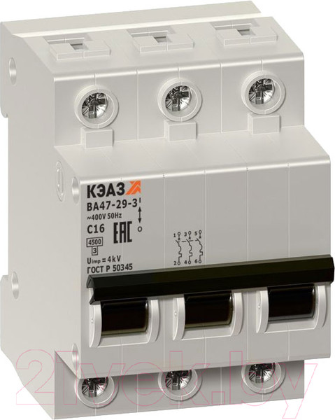 Изображение товара Выключатель автоматический КЭАЗ ВА47-29-3C63-УХЛ3 (4.5кА) / 318297