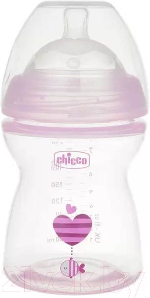 Изображение товара Бутылочка для кормления Chicco Natural Feeling / 00081323100000 (250мл, розовый)