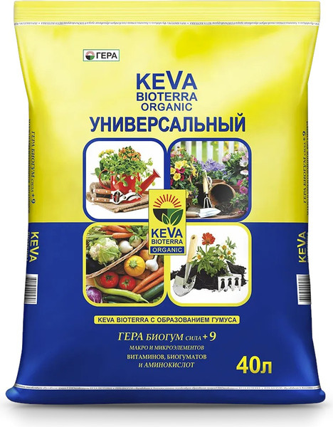 Изображение товара Грунт для растений Гера Keva Bioterra Биопочвогрунт Универсальный (40л)