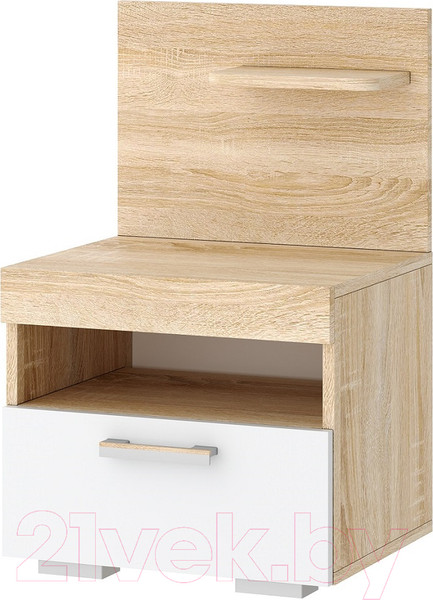 Изображение товара Прикроватная тумба Памир Соната ТС-450 (дуб сонома/белый глянец)