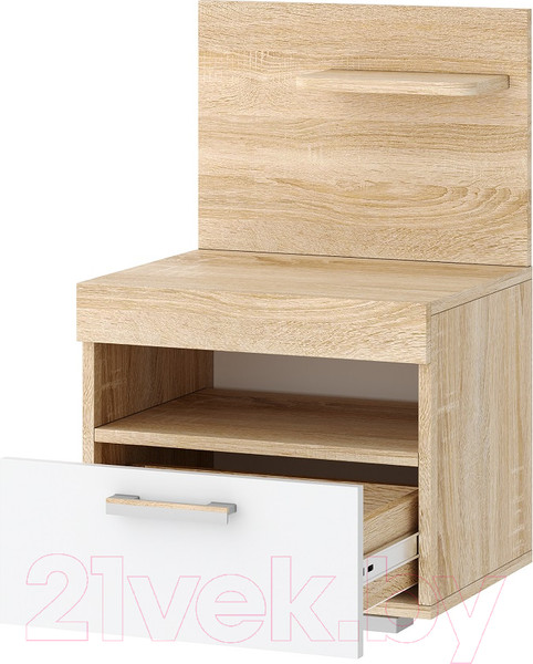 Изображение товара Прикроватная тумба Памир Соната ТС-450 (дуб сонома/белый глянец)