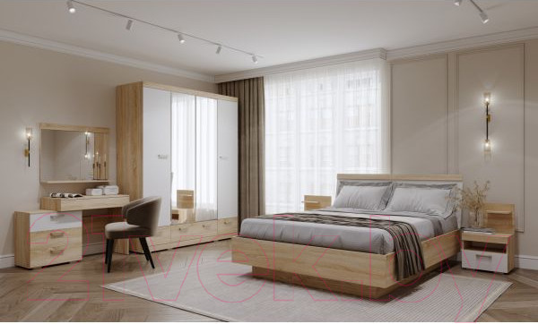 Изображение товара Прикроватная тумба Памир Соната ТС-450 (дуб сонома/белый глянец)