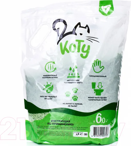 Изображение товара Наполнитель для туалета Коту Природный Green (6л)
