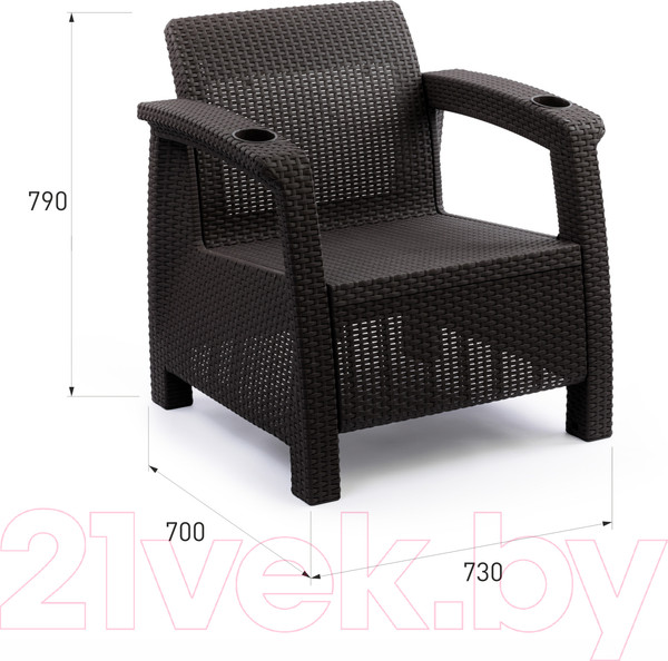 Изображение товара Комплект кресел садовых Альтернатива Ротанг-плюс / М8840 (мокко)