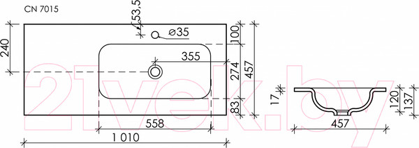 Изображение товара Умывальник Ceramica Nova Element R CN7015
