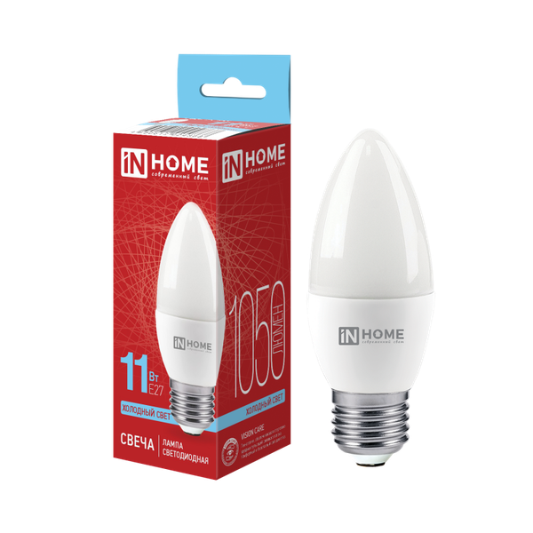 Изображение товара Лампа INhome LED-Свеча-VC 11Вт 230В Е27 6500К 1050Лм / 4690612024868
