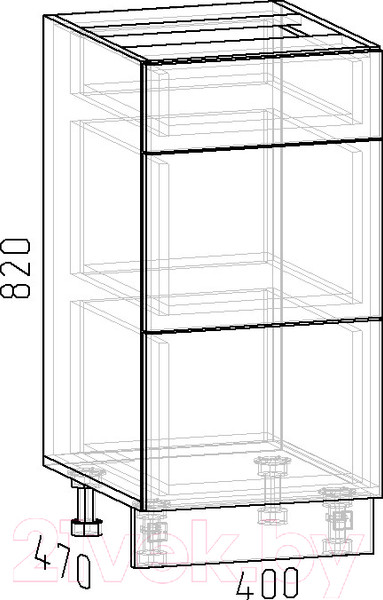 Изображение товара Шкаф-стол кухонный Интермебель Микс Топ ШСР 850-23-400 без столешницы (сумеречный голубой)