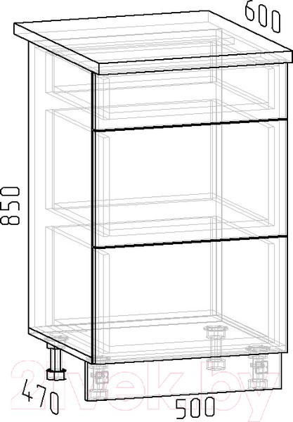 Изображение товара Шкаф-стол кухонный Интермебель Микс Топ ШСР 850-23-500 (графит серый/мрамор лацио светлый)