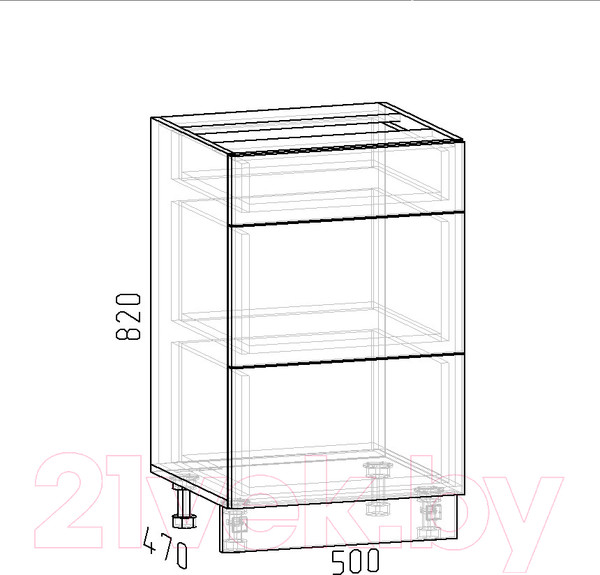Изображение товара Шкаф-стол кухонный Интермебель Микс Топ ШСР 850-23-500 без столешницы (дуб каньон/без столешницы)