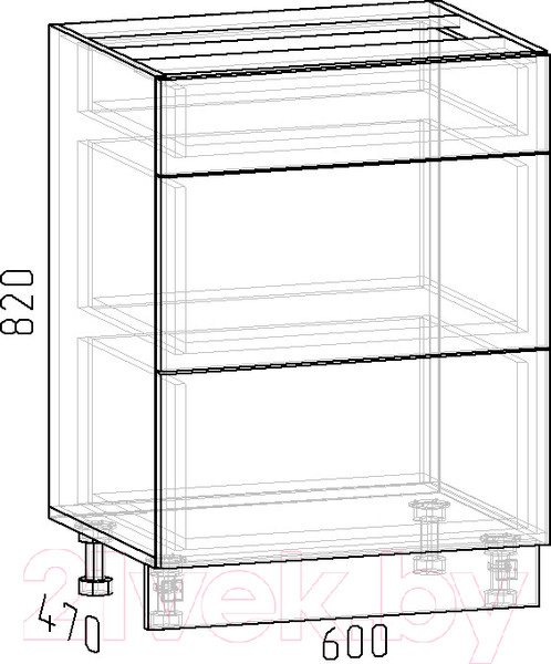 Изображение товара Шкаф-стол кухонный Интермебель Микс Топ ШСР 850-23-600 без столешницы (дуб крафт золотой)