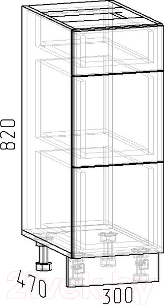 Изображение товара Шкаф-стол кухонный Интермебель Микс Топ ШСР 850-23-300 без столешницы (белый премиум)
