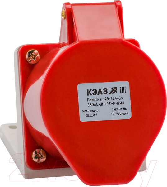 Изображение товара Розетка силовая КЭАЗ 125 32А 380В AC 3P+PE+N 6ч IP44 / 222757