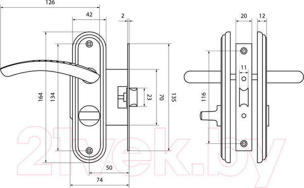 Изображение товара Защелка врезная с фиксацией БУЛАТ Альфа ЗЩ1-Д01.04 Л (левая, хром)