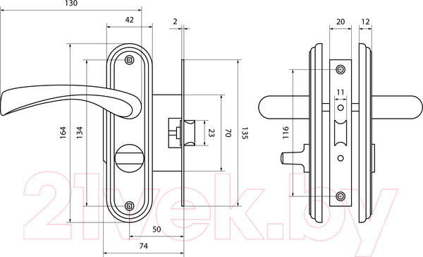 Изображение товара Защелка врезная с фиксацией БУЛАТ Номос ЗЩ1-Д03.04 Л (левая, хром)