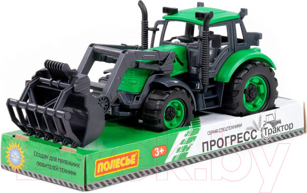 Изображение товара Погрузчик игрушечный Полесье Прогресс Сельскохозяйственный / 94599 (инерционный, зеленый)