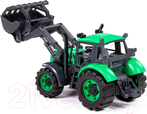 Изображение товара Погрузчик игрушечный Полесье Прогресс Сельскохозяйственный / 94599 (инерционный, зеленый)