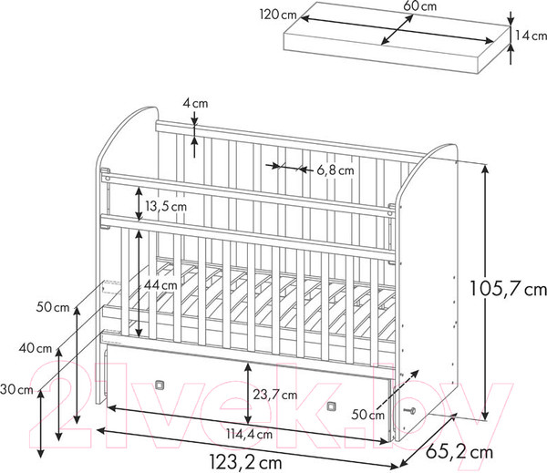 Изображение товара Детская кроватка Фея 750 / 0002551.9 (белый)
