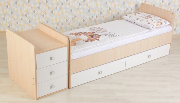 Изображение товара Детская кровать-трансформер Фея 1100 / 0001033.161 (дуб пастельный/белый)