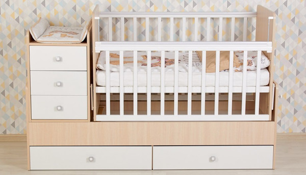 Изображение товара Детская кровать-трансформер Фея 1100 / 0001033.161 (дуб пастельный/белый)